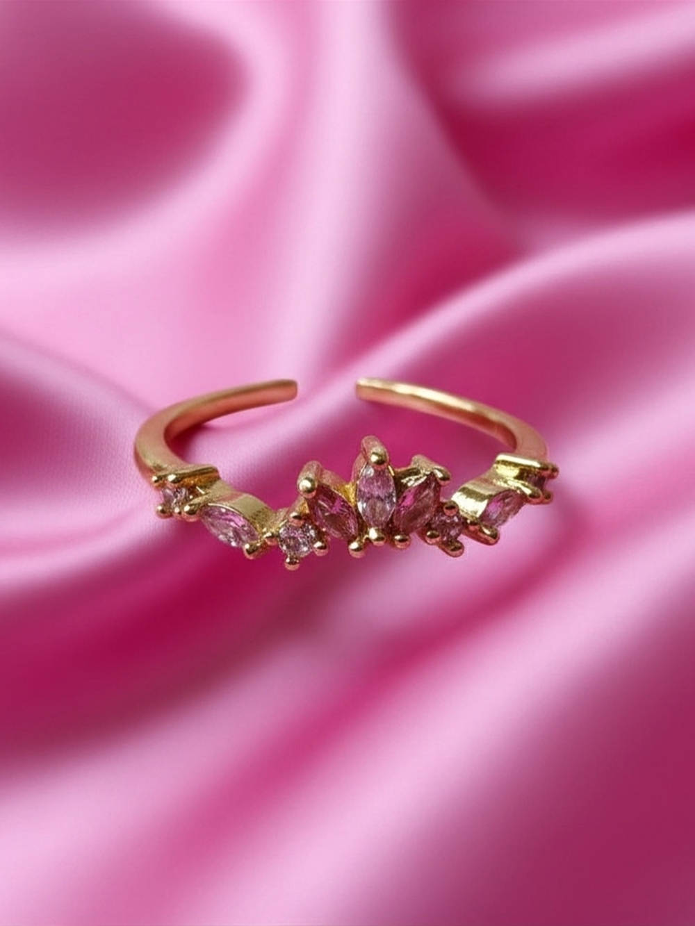 Dainty Pink‎ Zircon Crystal Crown Ring - Y2K Women's  Jewelry